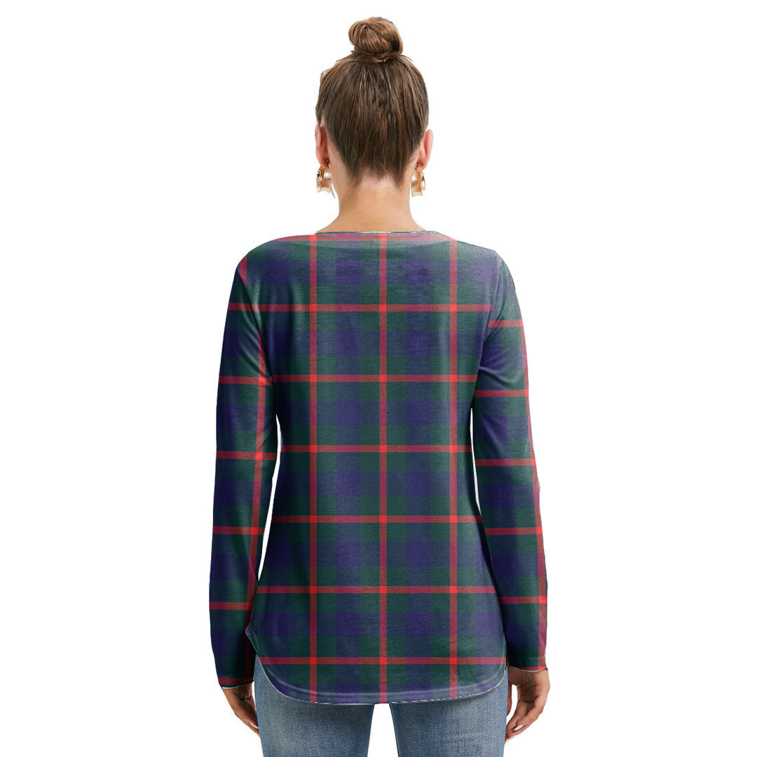 Agnew Modern Tartan Crest Long Sleeve Neckline Tie Sweatshirt