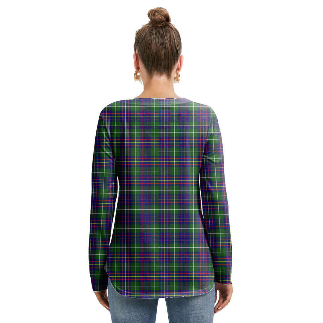 Inglis Modern Tartan Plaid Long Sleeve Neckline Tie Sweatshirt