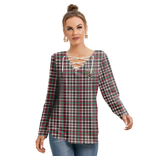 Borthwick Dress Ancient Tartan Crest Long Sleeve Neckline Tie Sweatshirt