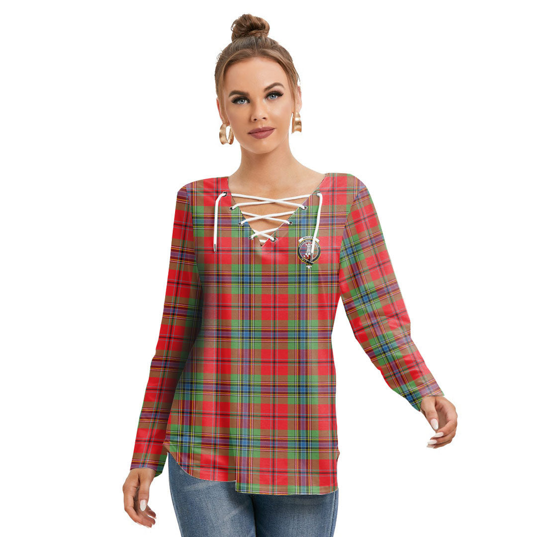 MacLean of Duart Modern Tartan Crest Long Sleeve Neckline Tie Sweatshirt