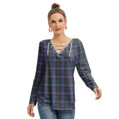 Guthrie Modern Tartan Plaid Long Sleeve Neckline Tie Sweatshirt