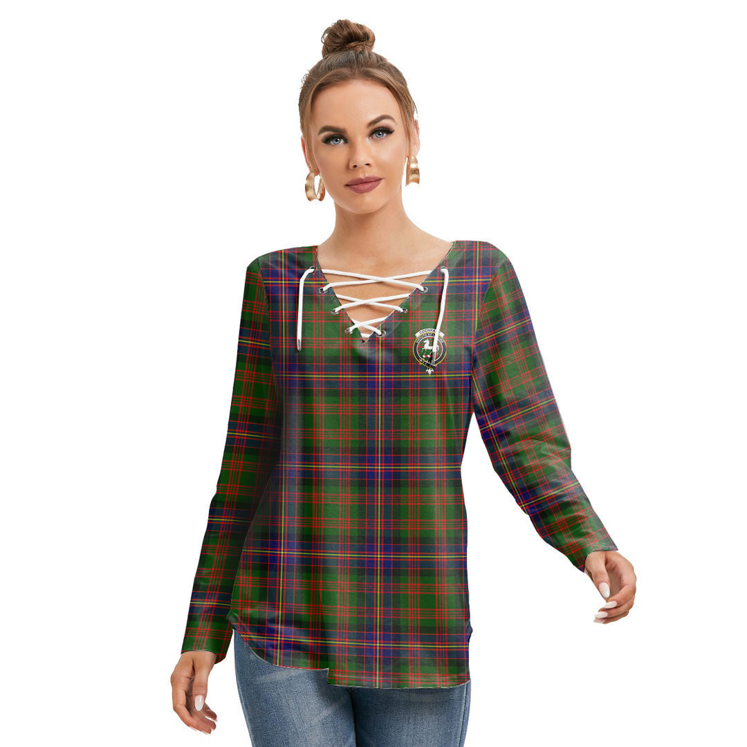 Cochrane Modern Tartan Crest Long Sleeve Neckline Tie Sweatshirt