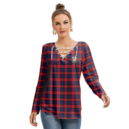 MacLachlan Modern Tartan Crest Long Sleeve Neckline Tie Sweatshirt