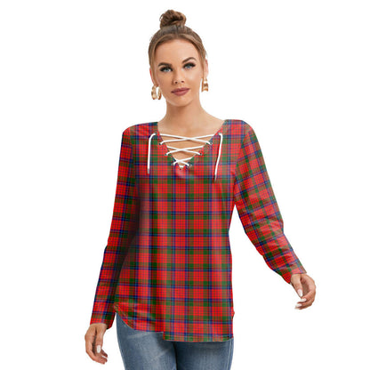 Nicolson Modern Tartan Plaid Long Sleeve Neckline Tie Sweatshirt