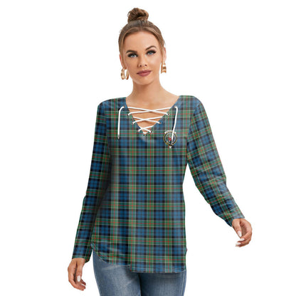 Colquhoun Ancient Tartan Crest Long Sleeve Neckline Tie Sweatshirt