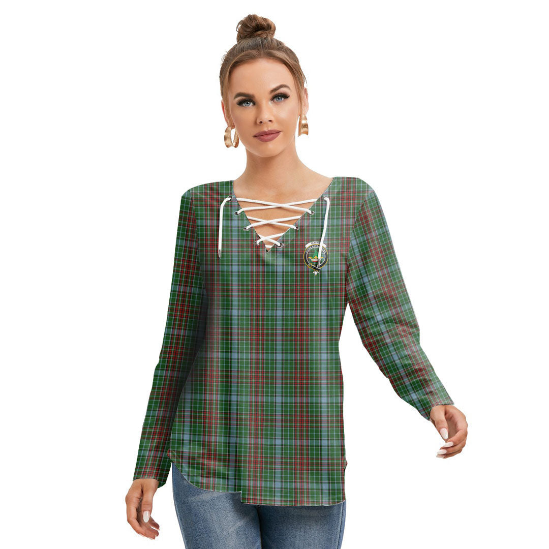 Gayre Tartan Crest Long Sleeve Neckline Tie Sweatshirt