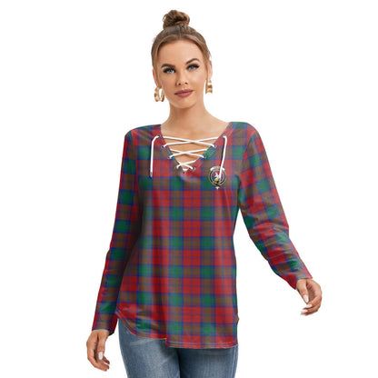 Lindsay Modern Tartan Crest Long Sleeve Neckline Tie Sweatshirt