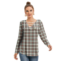 Stewart Dress Ancient Tartan Crest Long Sleeve Neckline Tie Sweatshirt