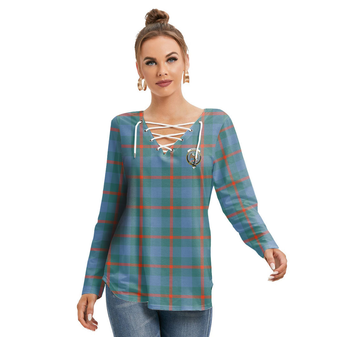 Agnew Ancient Tartan Crest Long Sleeve Neckline Tie Sweatshirt