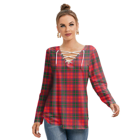 Drummond Modern Tartan Plaid Long Sleeve Neckline Tie Sweatshirt