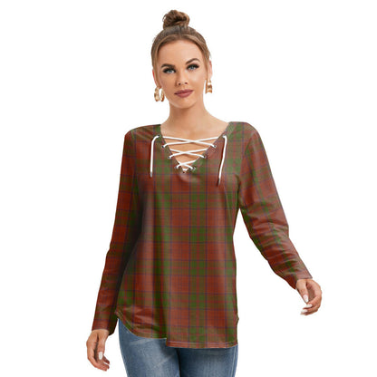 Drummond Tartan Plaid Tartan Plaid Long Sleeve Neckline Tie Sweatshirt