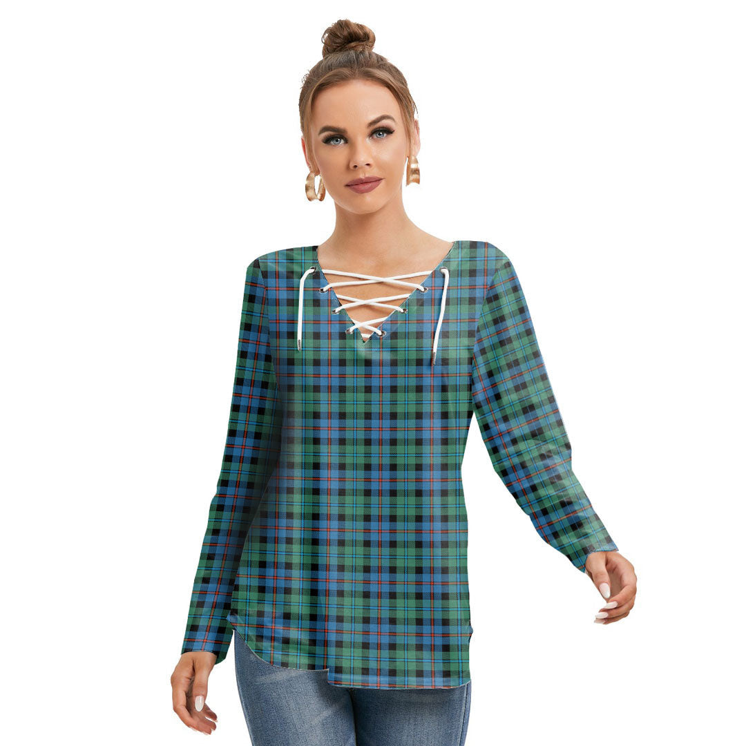 Campbell of Cawdor Ancient Tartan Plaid Long Sleeve Neckline Tie Sweatshirt