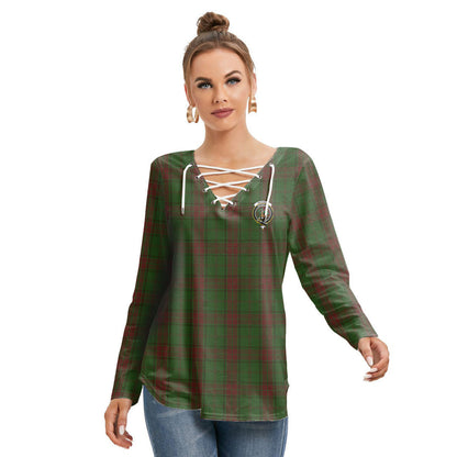 Maxwell Hunting Tartan Crest Long Sleeve Neckline Tie Sweatshirt