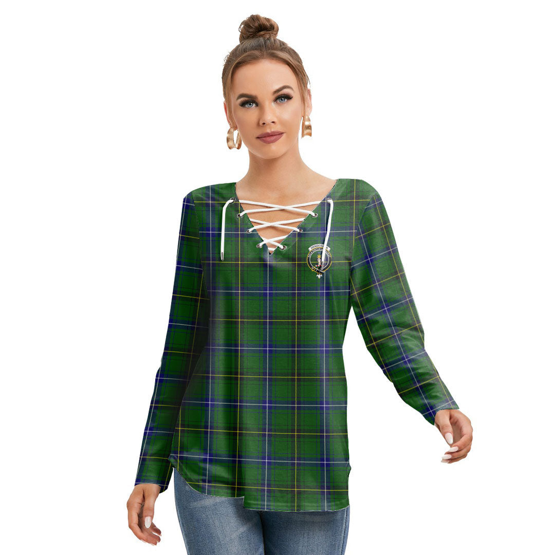 Henderson Modern Tartan Crest Long Sleeve Neckline Tie Sweatshirt