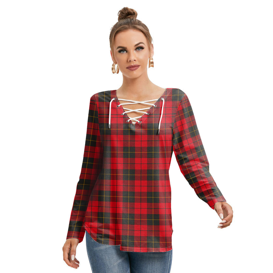 Wallace Weathered Tartan Plaid Long Sleeve Neckline Tie Sweatshirt