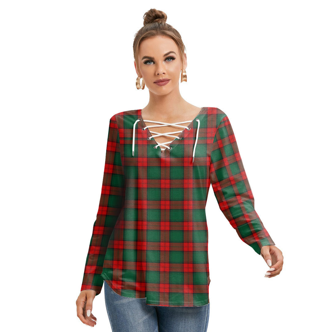 Stewart Atholl Modern Tartan Plaid Long Sleeve Neckline Tie Sweatshirt