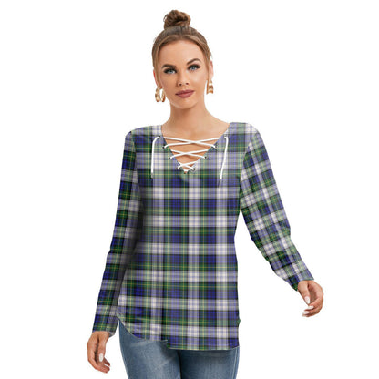 Gordon Dress Modern Tartan Plaid Long Sleeve Neckline Tie Sweatshirt