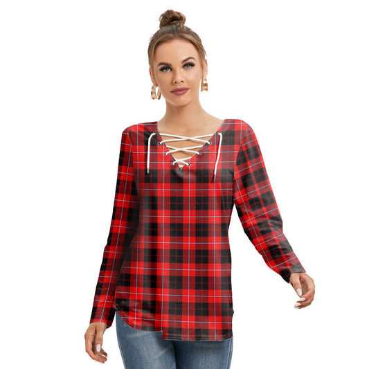 Cunningham Modern Tartan Plaid Long Sleeve Neckline Tie Sweatshirt