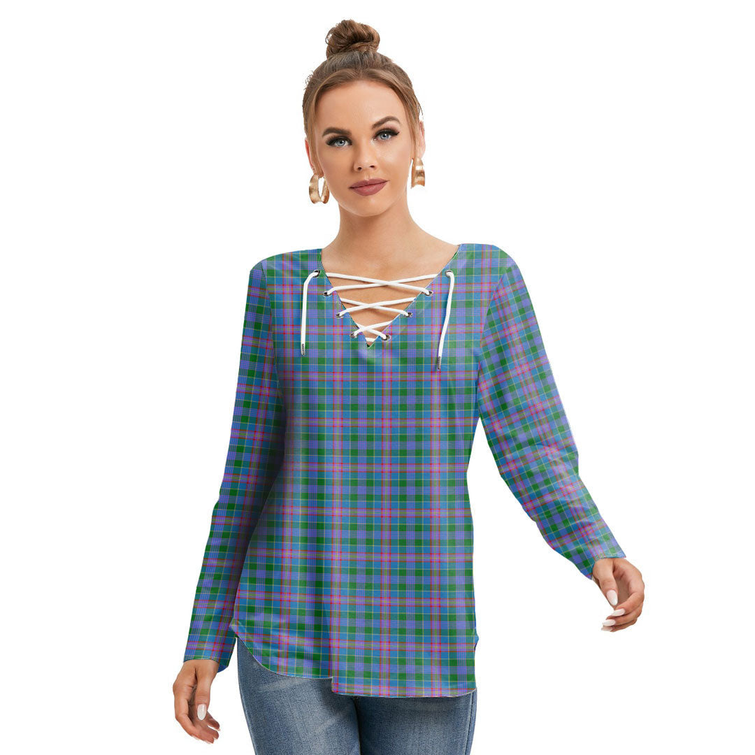 Ralston Tartan Plaid Long Sleeve Neckline Tie Sweatshirt