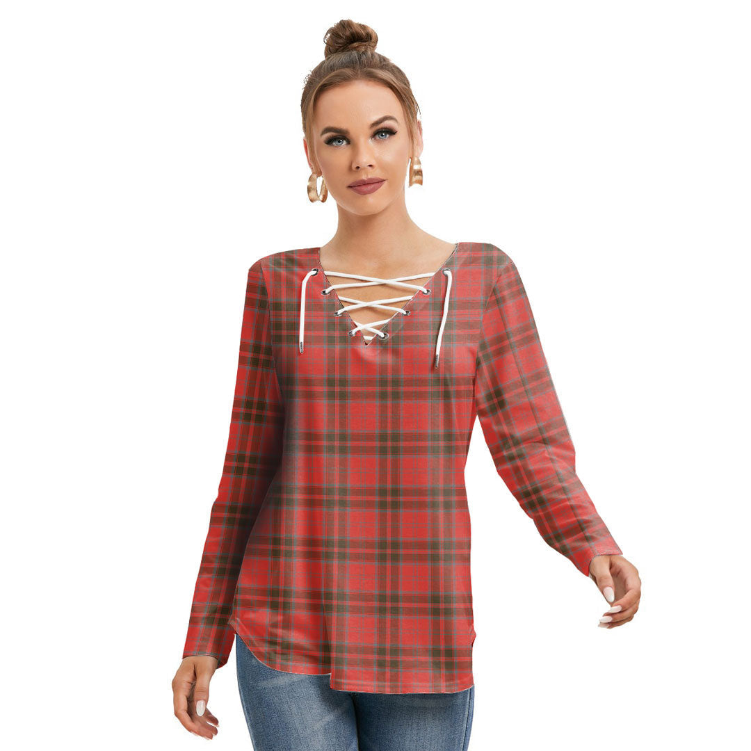 Grant Weathered Tartan Plaid Long Sleeve Neckline Tie Sweatshirt