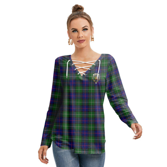 MacThomas Modern Tartan Crest Long Sleeve Neckline Tie Sweatshirt