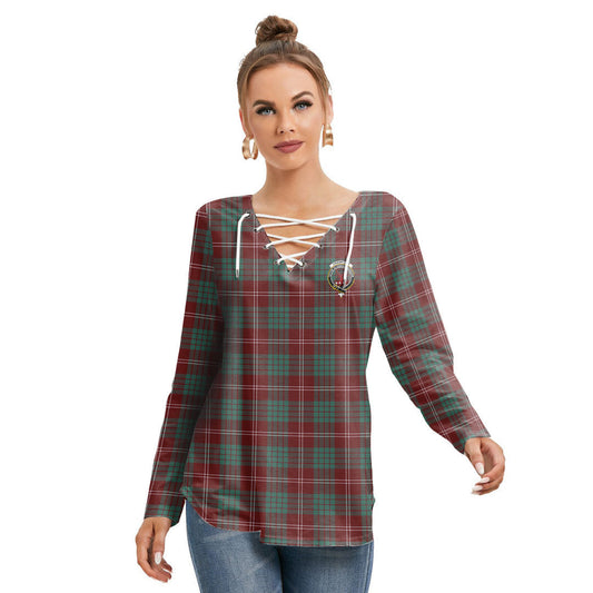 Crawford Modern Tartan Crest Long Sleeve Neckline Tie Sweatshirt