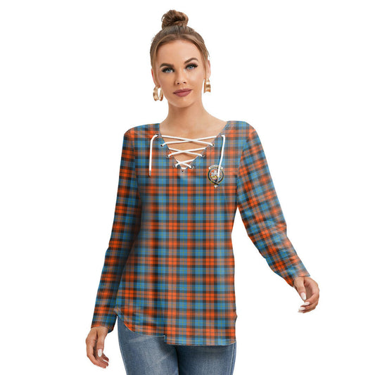 MacLachlan Ancient Tartan Crest Long Sleeve Neckline Tie Sweatshirt