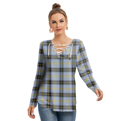 Bell of the Borders Tartan Crest Long Sleeve Neckline Tie Sweatshirt