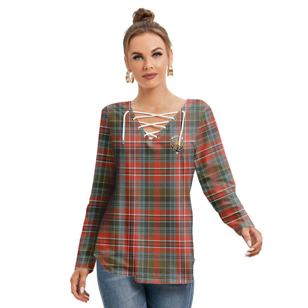 MacPherson Weathered Tartan Crest Long Sleeve Neckline Tie Sweatshirt