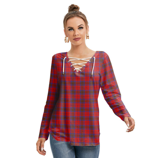 Leslie Modern Tartan Plaid Long Sleeve Neckline Tie Sweatshirt