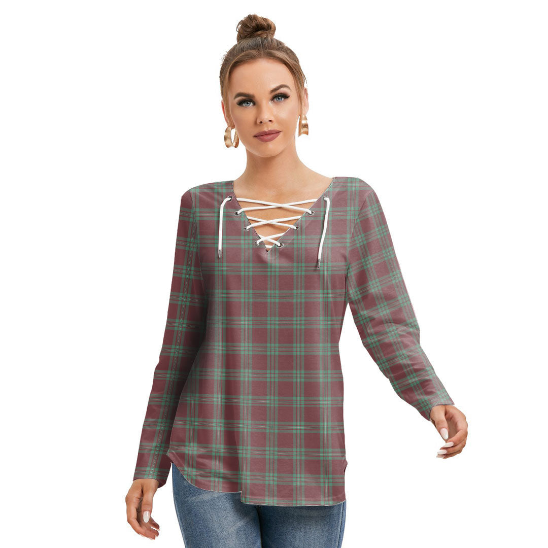 MacGregor Hunting Ancient Tartan Plaid Long Sleeve Neckline Tie Sweatshirt