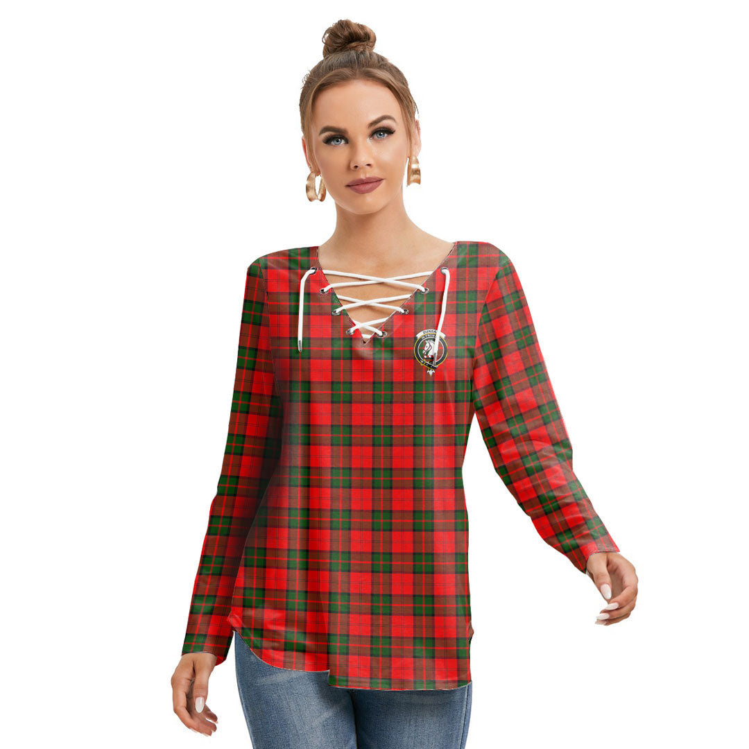 Dunbar Modern Tartan Crest Long Sleeve Neckline Tie Sweatshirt