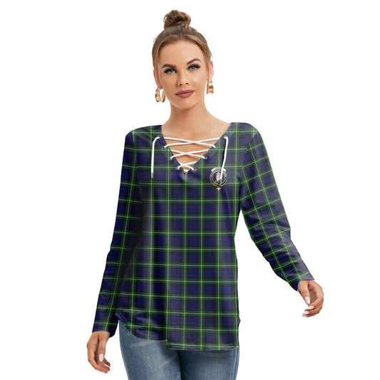 Lamont Modern Tartan Crest Long Sleeve Neckline Tie Sweatshirt