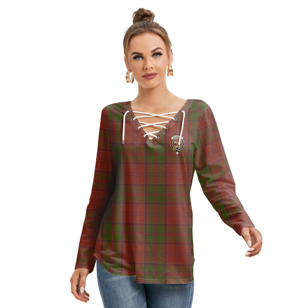 Drummond Tartan Plaid Tartan Crest Long Sleeve Neckline Tie Sweatshirt