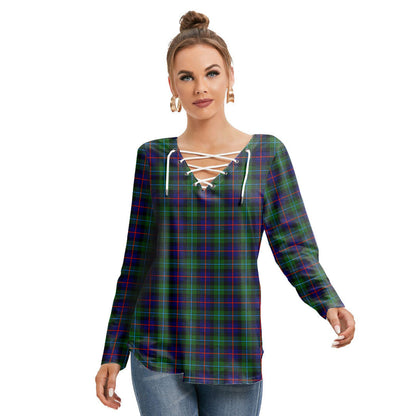 Campbell of Cawdor Modern Tartan Plaid Long Sleeve Neckline Tie Sweatshirt