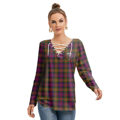 Carnegie Modern Tartan Crest Long Sleeve Neckline Tie Sweatshirt