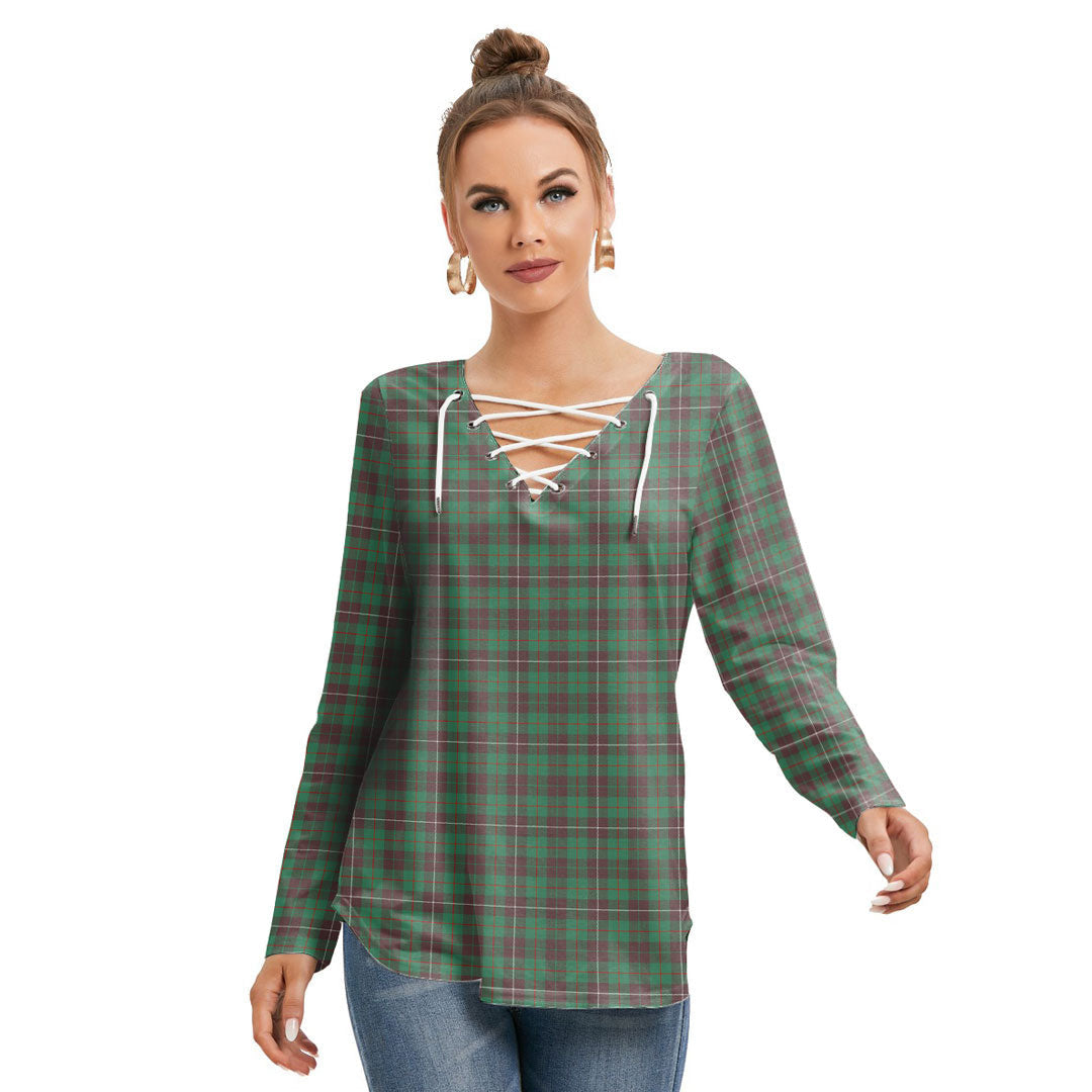 MacKinnon Hunting Ancient Tartan Plaid Long Sleeve Neckline Tie Sweatshirt