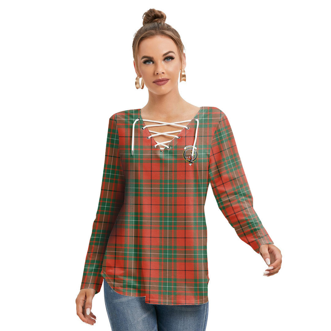 MacAulay Ancient Tartan Crest Long Sleeve Neckline Tie Sweatshirt