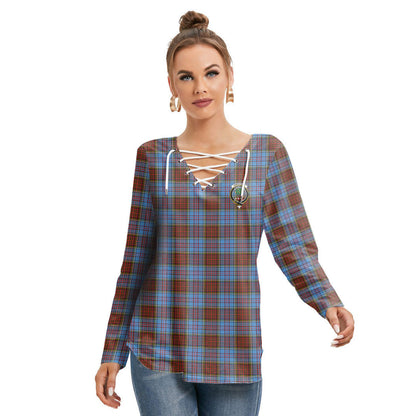 Anderson Modern Tartan Crest Long Sleeve Neckline Tie Sweatshirt