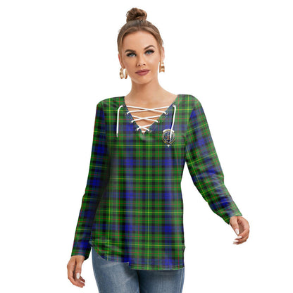 Rollo Modern Tartan Crest Long Sleeve Neckline Tie Sweatshirt