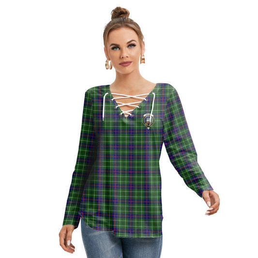 Duncan Modern Tartan Crest Long Sleeve Neckline Tie Sweatshirt