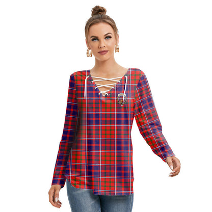 Cameron of Lochiel Modern Tartan Crest Long Sleeve Neckline Tie Sweatshirt