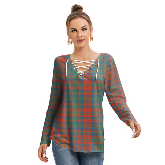 Matheson Ancient Tartan Plaid Long Sleeve Neckline Tie Sweatshirt