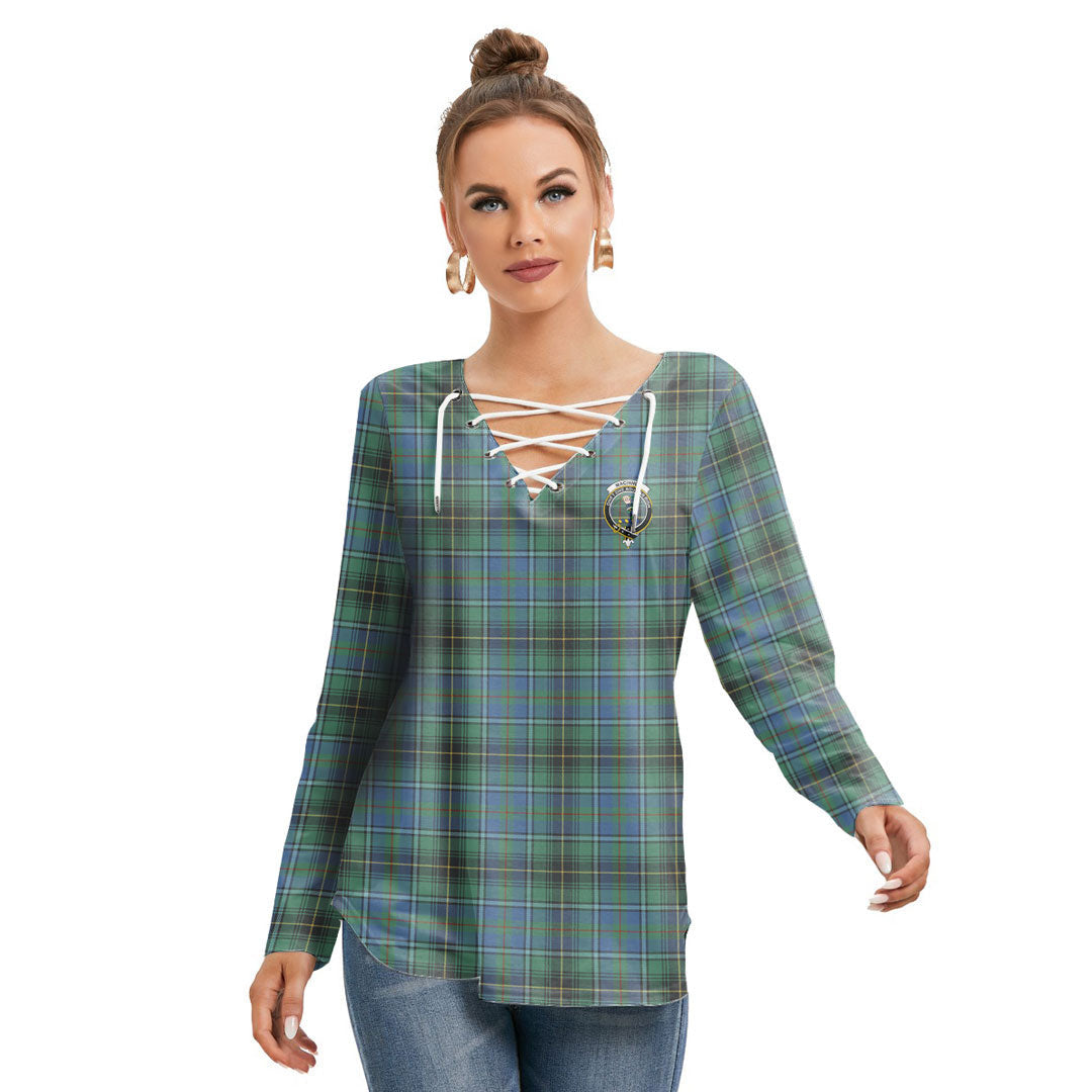 MacInnes Ancient Tartan Crest Long Sleeve Neckline Tie Sweatshirt