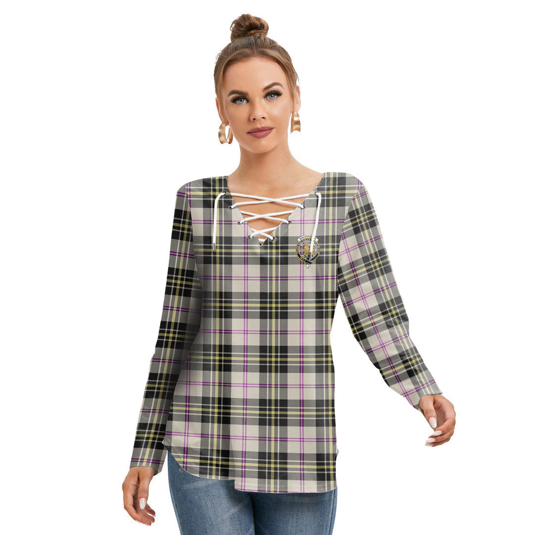 MacPherson Dress Ancient Tartan Crest Long Sleeve Neckline Tie Sweatshirt