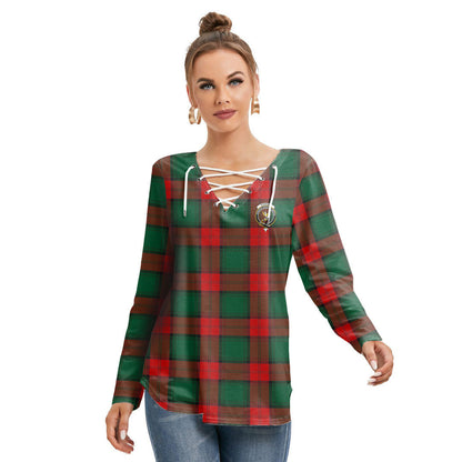 Stewart Atholl Modern Tartan Crest Long Sleeve Neckline Tie Sweatshirt