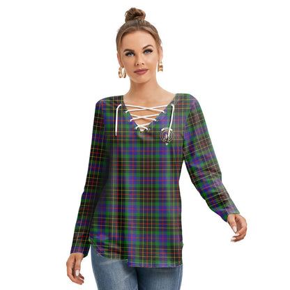 Brodie Hunting Modern Tartan Crest Long Sleeve Neckline Tie Sweatshirt