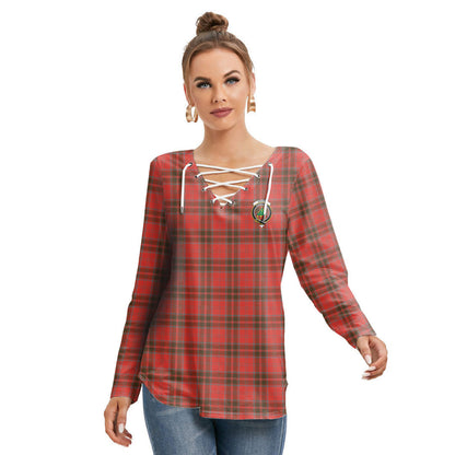 Grant Weathered Tartan Crest Long Sleeve Neckline Tie Sweatshirt