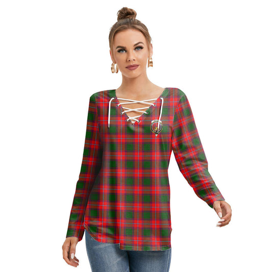 Rattray Modern Tartan Crest Long Sleeve Neckline Tie Sweatshirt