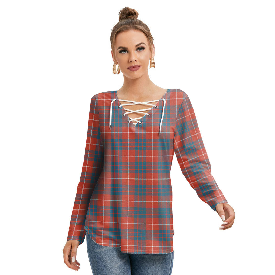 Hamilton Ancient Tartan Plaid Long Sleeve Neckline Tie Sweatshirt